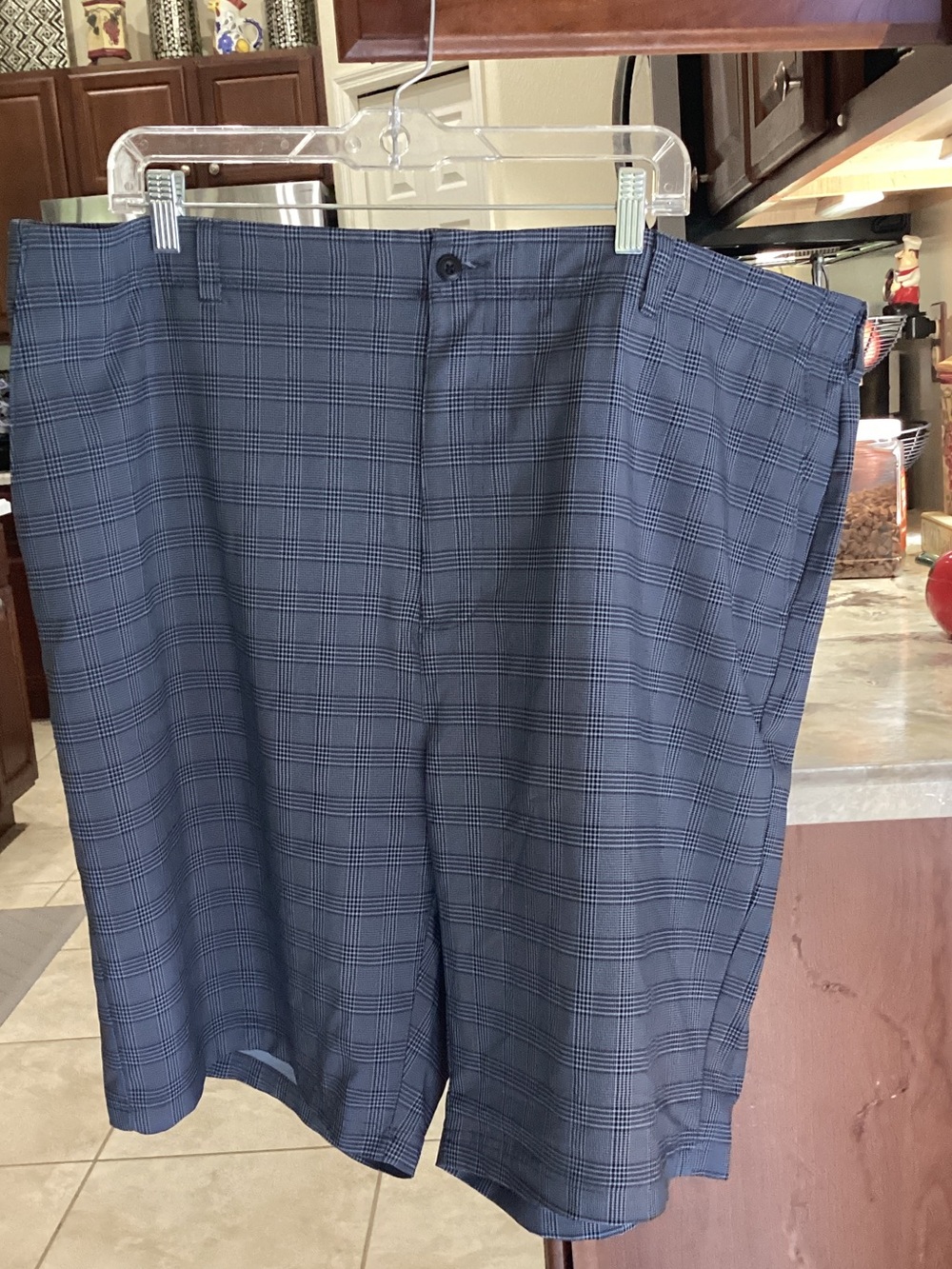 Hogan Men's Navy Plaid Flat-Front Shorts